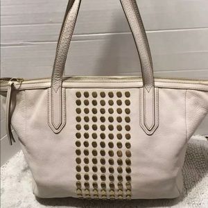 FOSSIL SYDNEY Studded Leather Shopper Tote Handbag Carryall ✅Offers Welcome